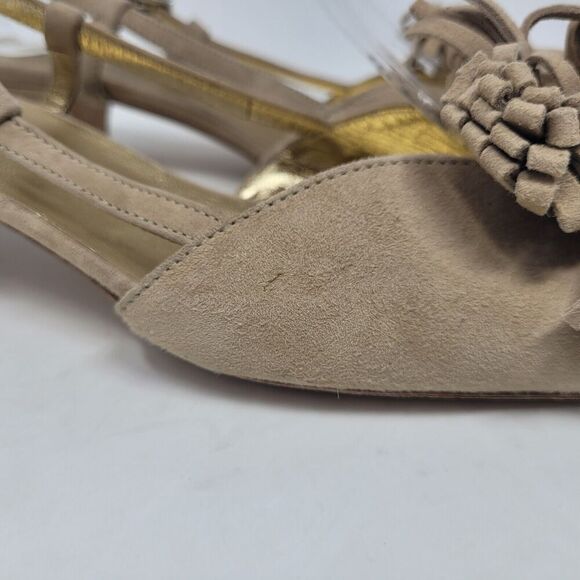 Prada Sandals IT36 US6 Tan Brown Suede Kitten Tassels Peep Toe Slingback Dainty - Picture 13 of 13